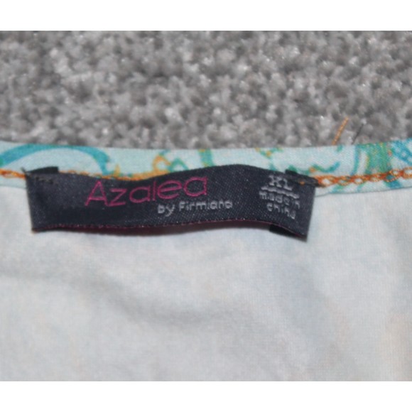 BOHO Chic Flared Sleeve Top Shirt Colorful Orange Flue Floral Design XL Azalea - Picture 2 of 7